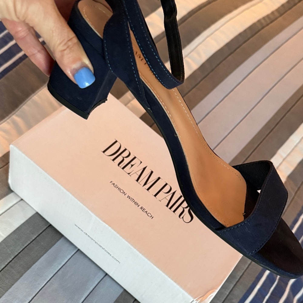 Dream Pairs Navy Suede Block Heel Sandals- make an offer
